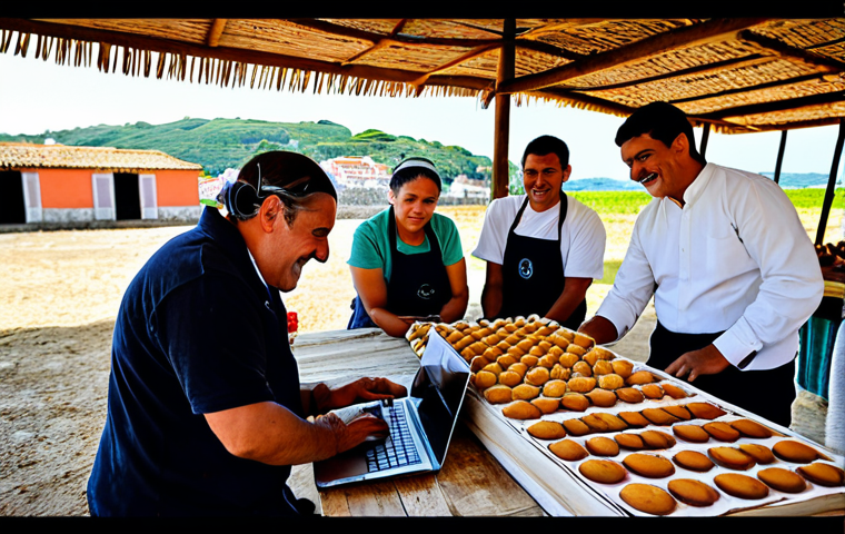 PP 대출 투자자의 성공적인 투자 케이스 - A captivating scene set in a sun-drenched, modern café in Lisbon, Portugal. A young Portuguese woman...