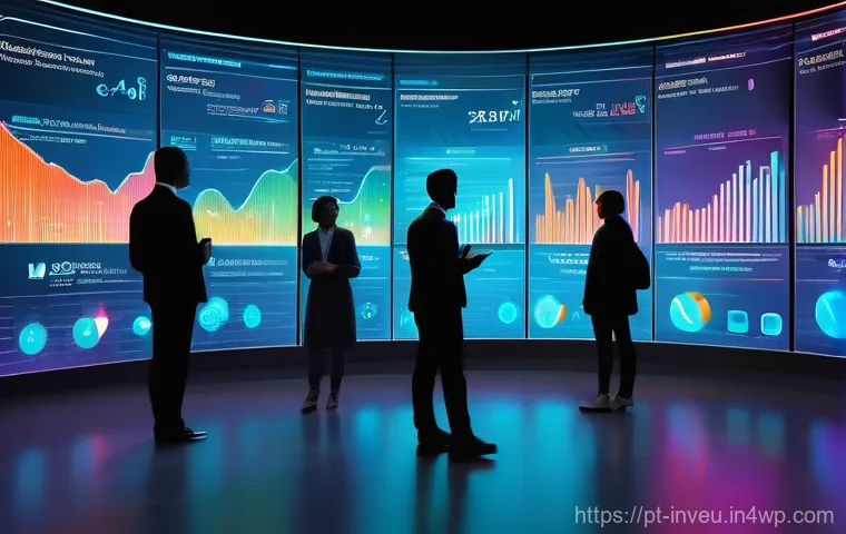 PP 대출 플랫폼의 유망 기술 현황 - A vibrant, futuristic financial hub bathed in soft, digital glows. In the foreground, a diverse grou...