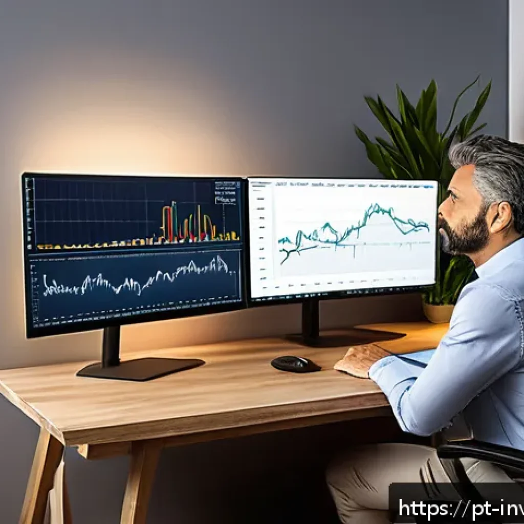 PP 대출 투자에서의 감정 관리 - A professional Brazilian investor sitting at a modern home office desk with multiple monitors displa...